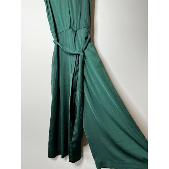 NWT H&M Wide Leg Crop Jumpsuit Emerald Green Belt Zip Up Size US 0 EU32 - Picture 11 of 12
